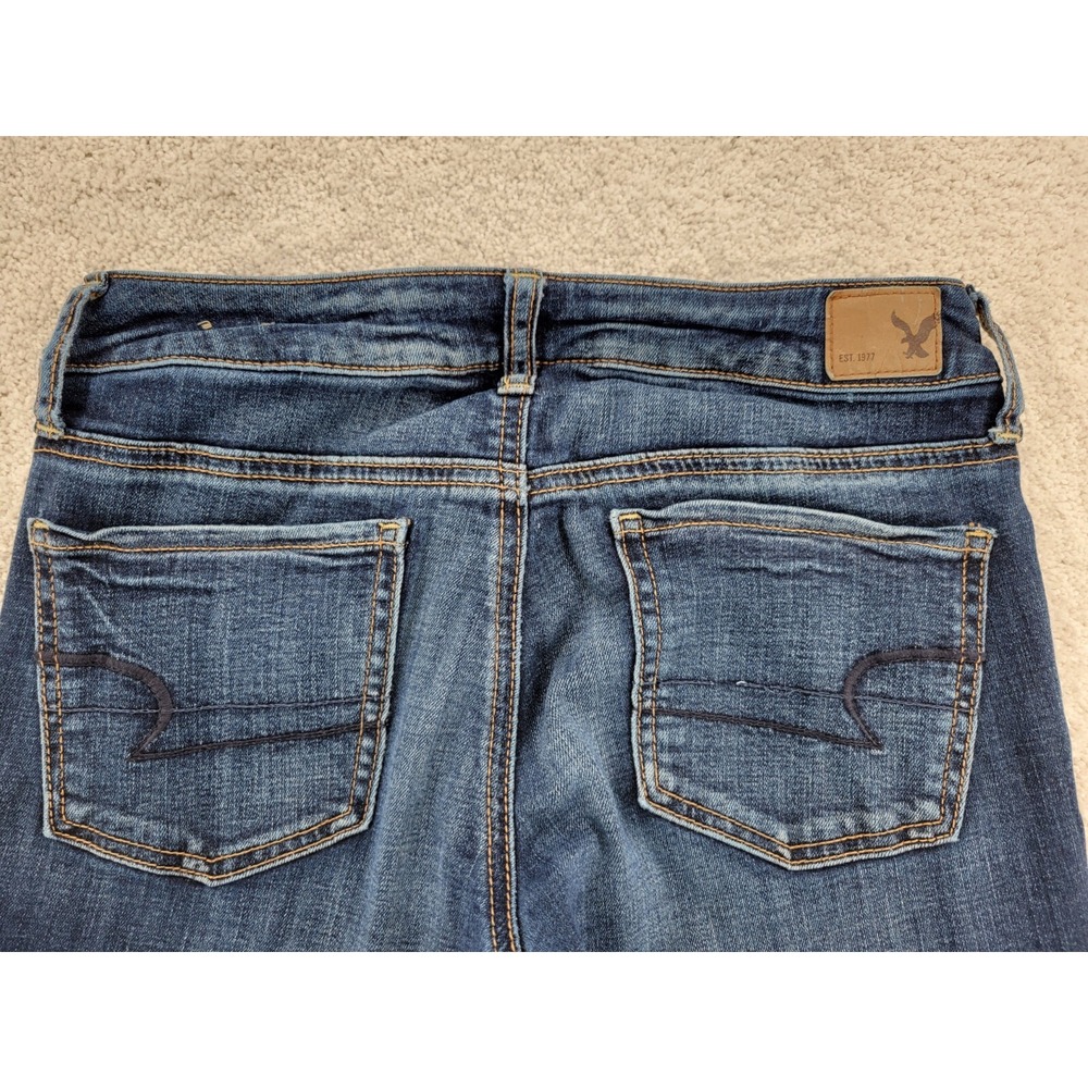 American Eagle Women's Jeggings Size 2 Regular Super Stretch 5 Pocket Whiskered - Picture 3 of 8